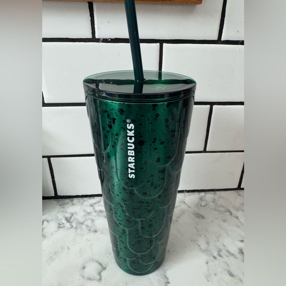 Starbucks Paint Splatter Green Stainless Steel Cold Cup Tumbler 24 oz